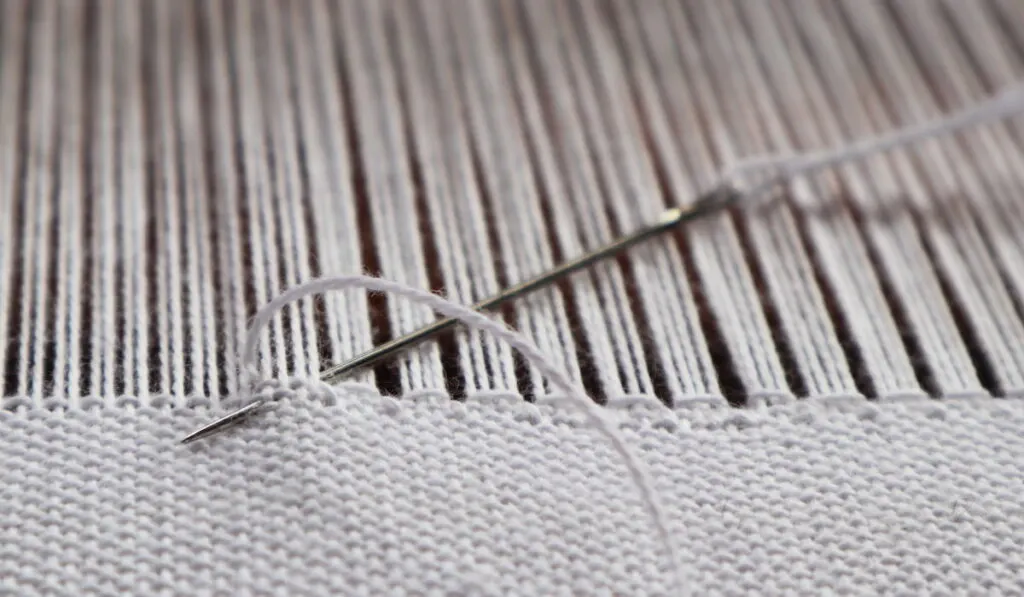 example of hemstitching handwoven cloth
