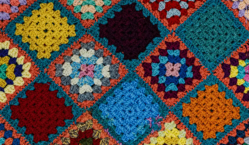 bright colourful knitted quilt texture
