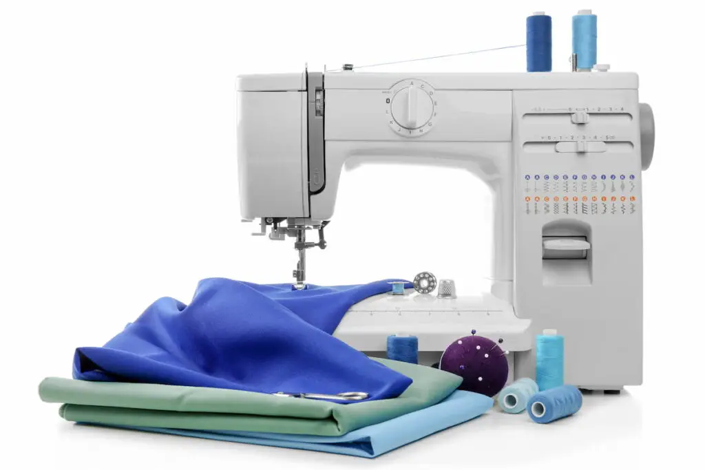 Modern sewing machine with threads and fabrics