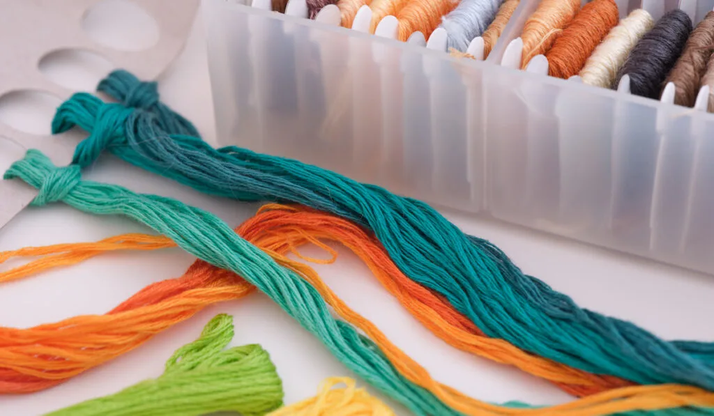 Colorful embroidery threads