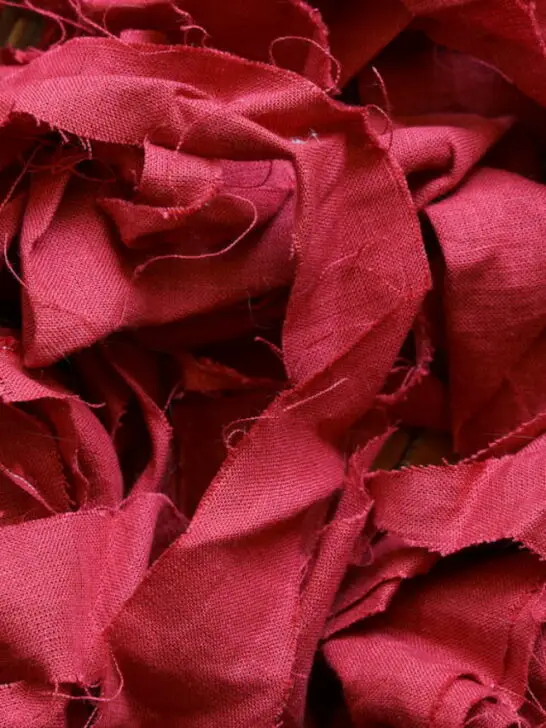 scarps of red linen