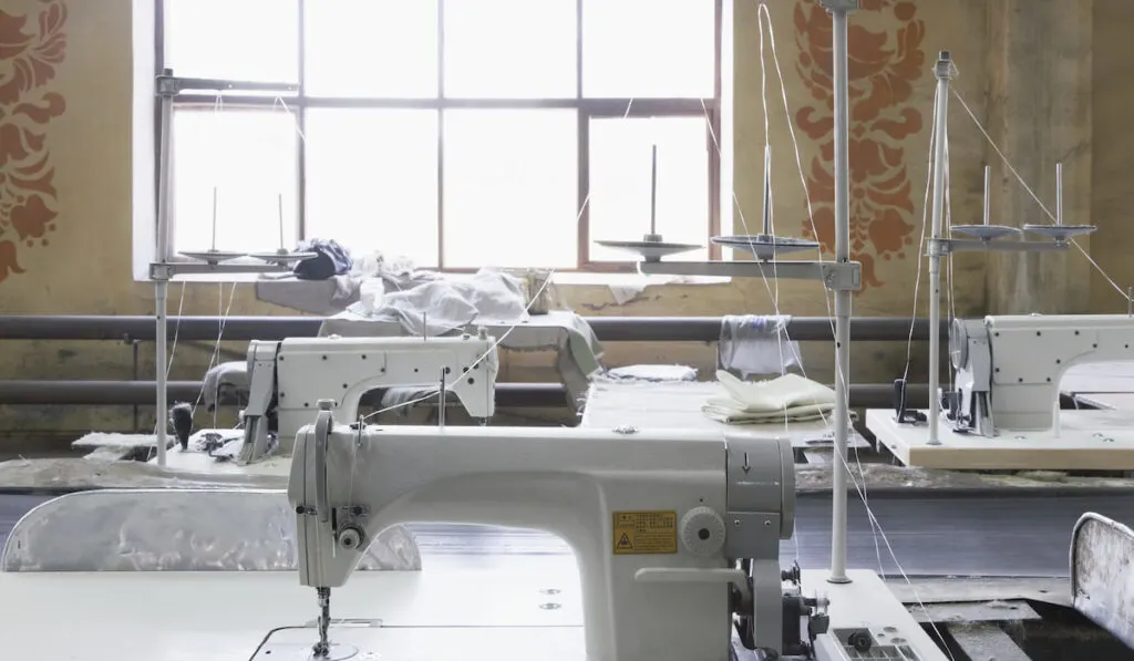 industrial sewing machines in the factory