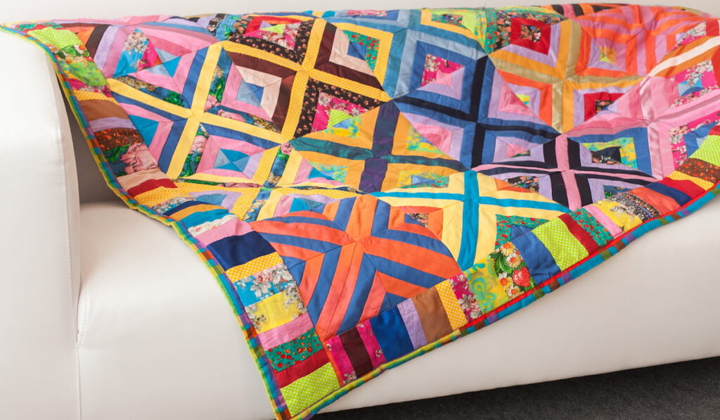 quilt with colorful patchwork
