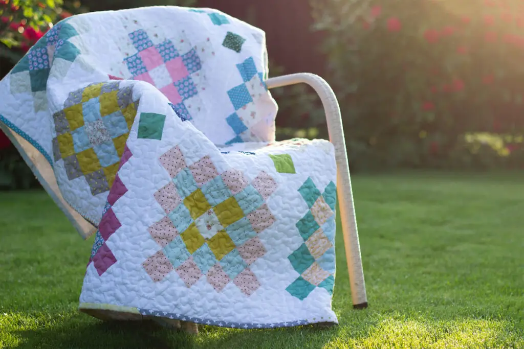 quilt blanket outdoors in the morning sun
