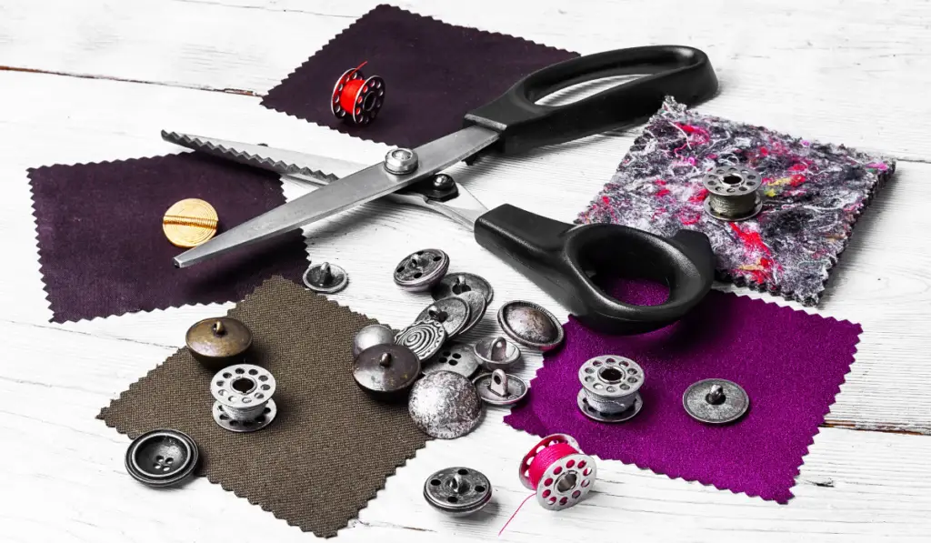 Tailor scissors and buttons
