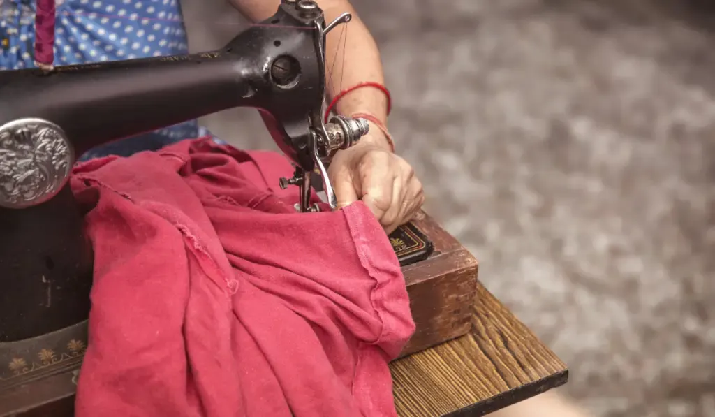 making clothes with old sewing machine